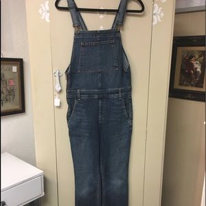 Sz M-Rag & Bone Bib Overalls 9” Flare Leg Raw Hem